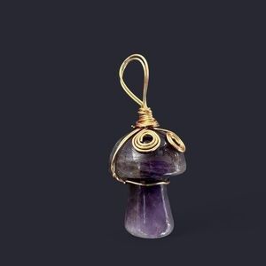 Amethyst Wire Wrapped Mushroom Pendant
